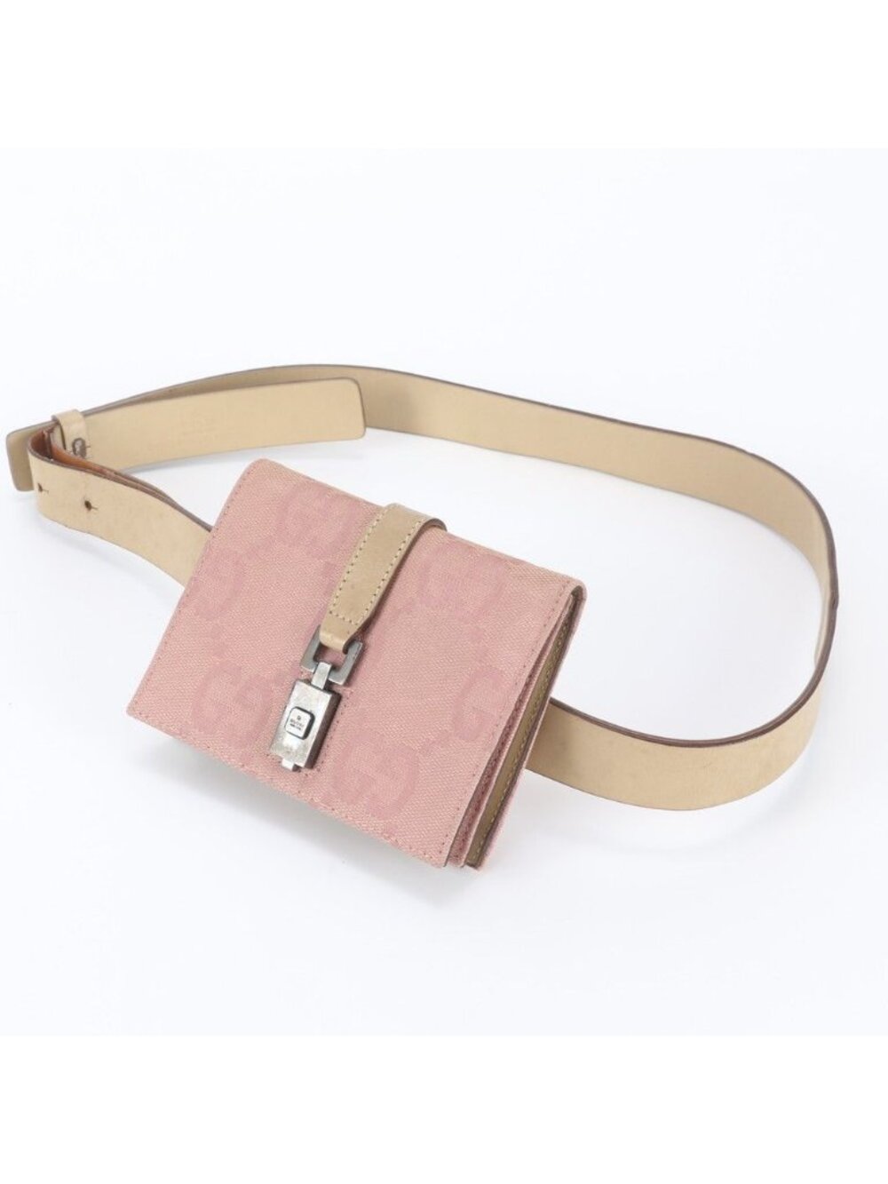 Gucci Jackie GG Canvas Leather Waist Belt Bag Pouch